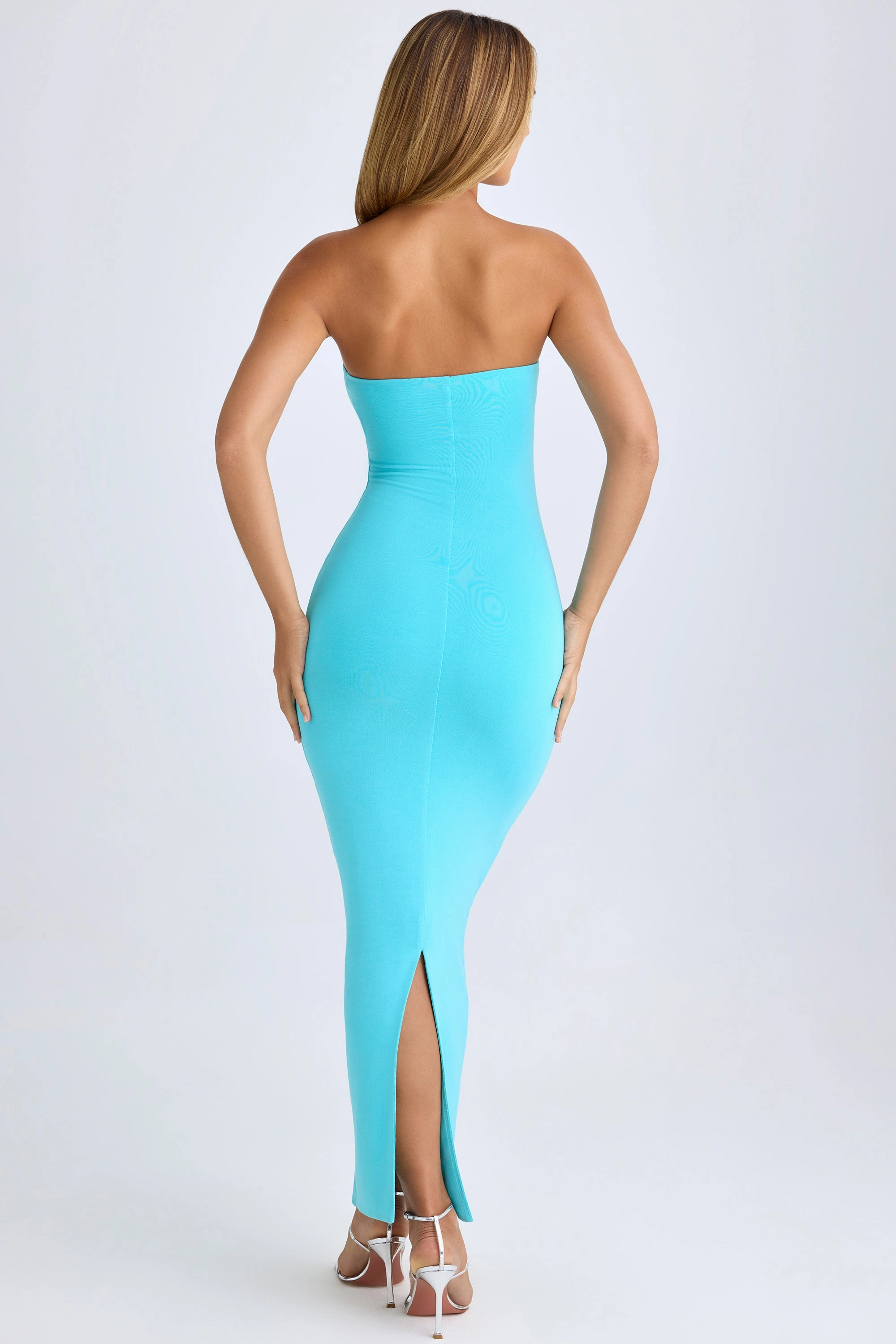 Modal Bandeau Maxi Dress in Aqua Blue