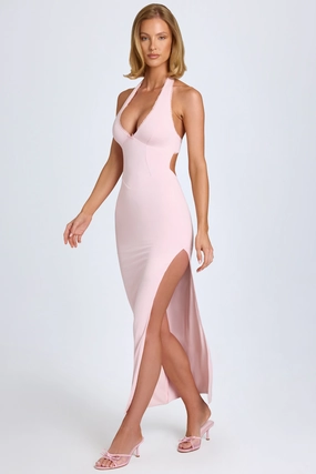 Modal Lace-Trim Halterneck Maxi Dress in Blush Dresses best price