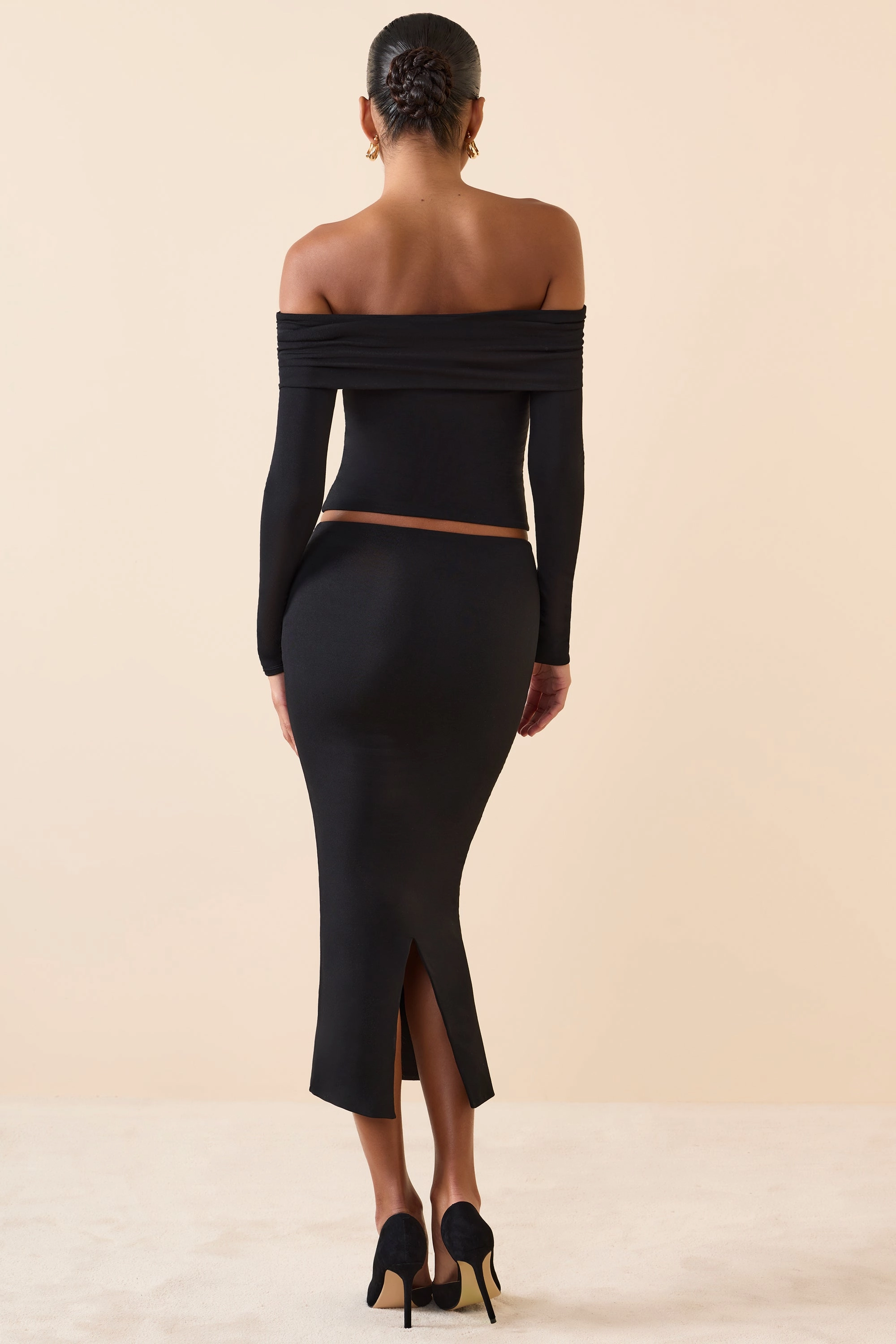 Modal Mid-Rise Midaxi Skirt in Black