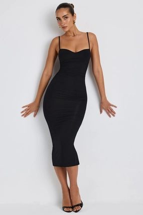 Modal Ruched Layered Midaxi Dress in Black cheap Dresses on sale