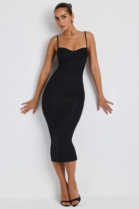 Modal Ruched Layered Midaxi Dress in Black Dresses - dresses on sale