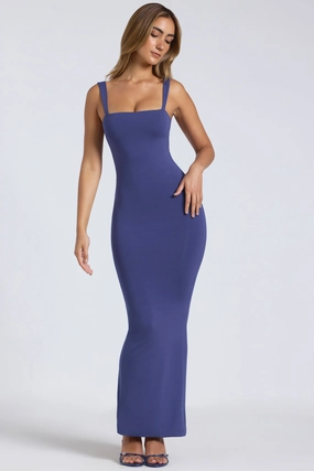 Modal Square Neck Low Back Maxi Dress in Navy Dresses - evening gowns outlet