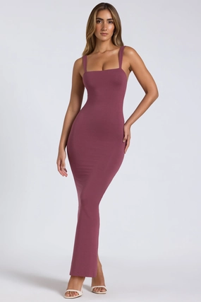 Modal Square Neck Low Back Maxi Dress in Plum Dresses best price
