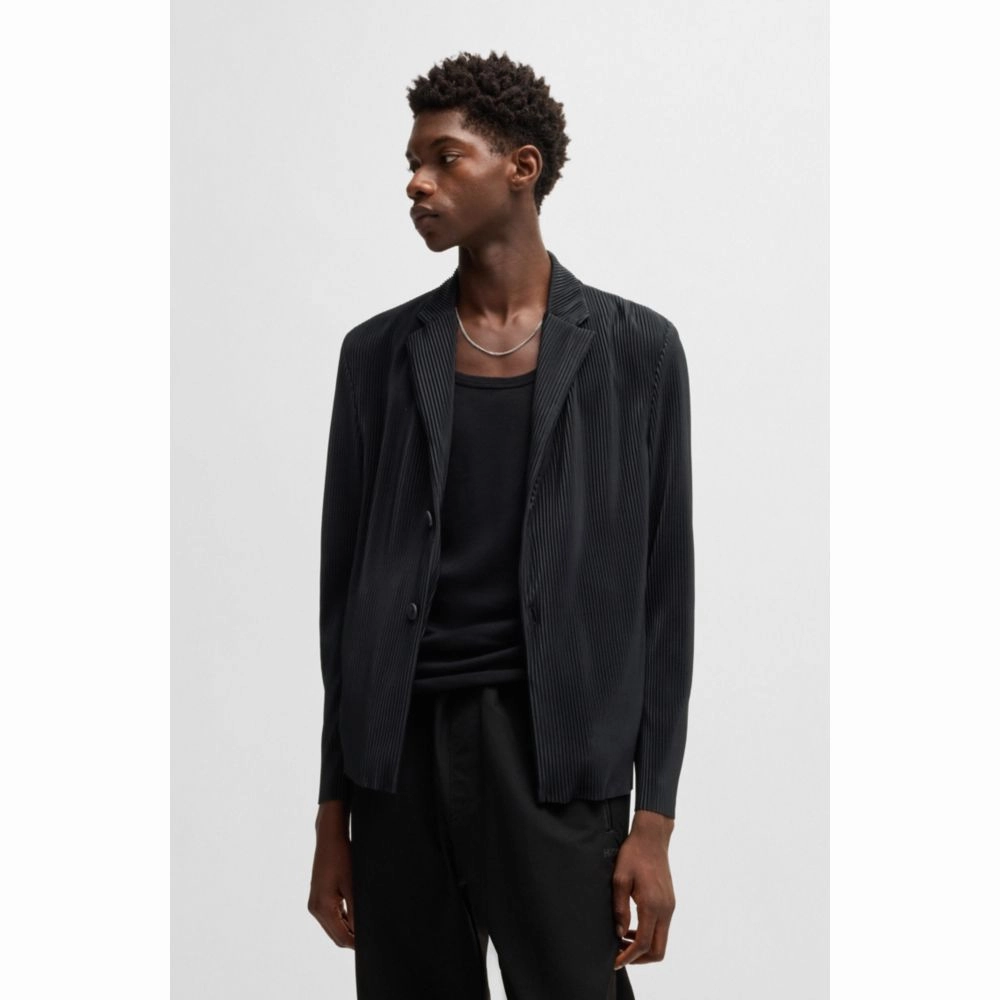Modern-fit jacket in jersey with pliss pleats