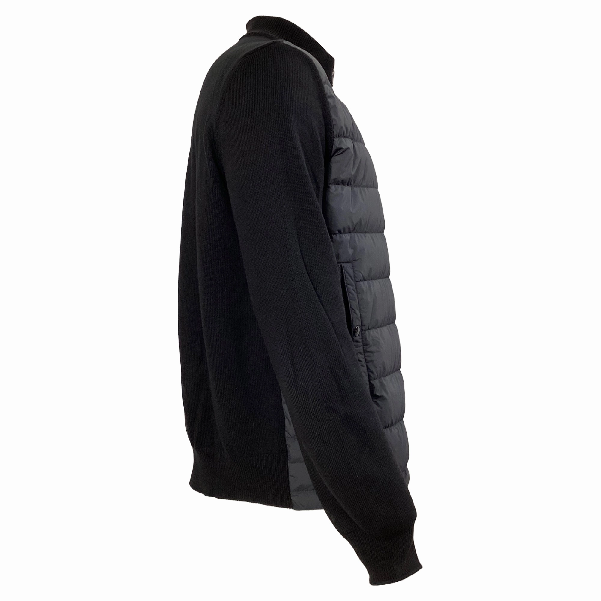 Moncler Padded Zip-Up Cardigan in Black Cotton