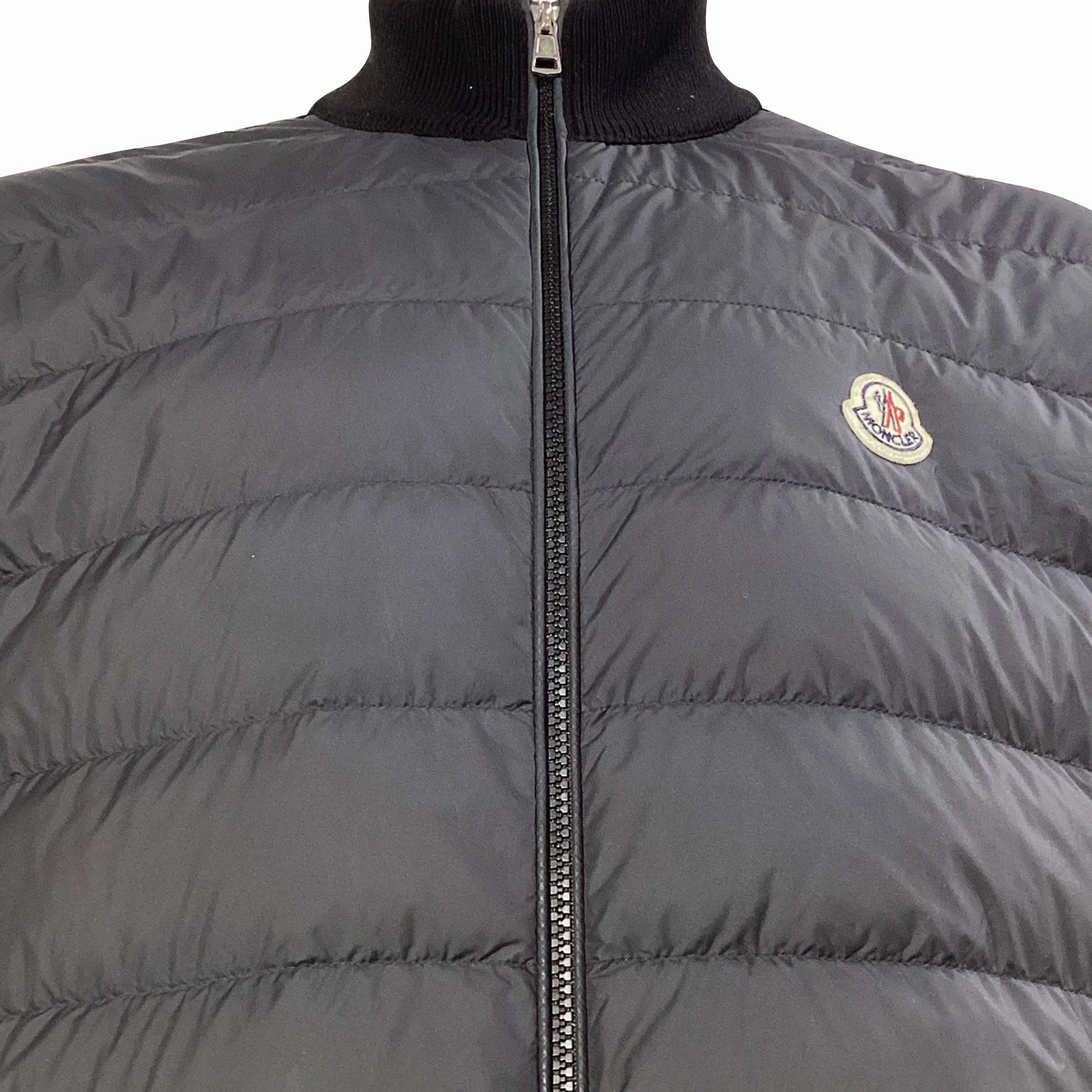 Moncler Padded Zip-Up Cardigan in Black Cotton
