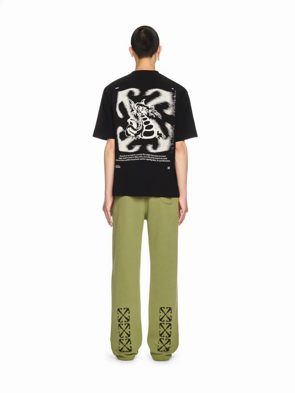 Moss Green Arrow Motif Sweatpants