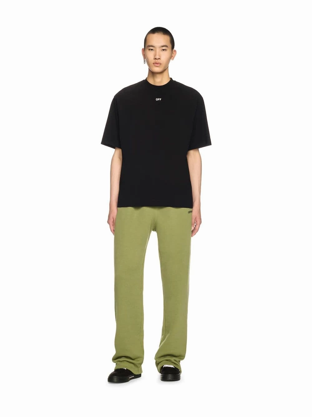 Moss Green Arrow Motif Sweatpants