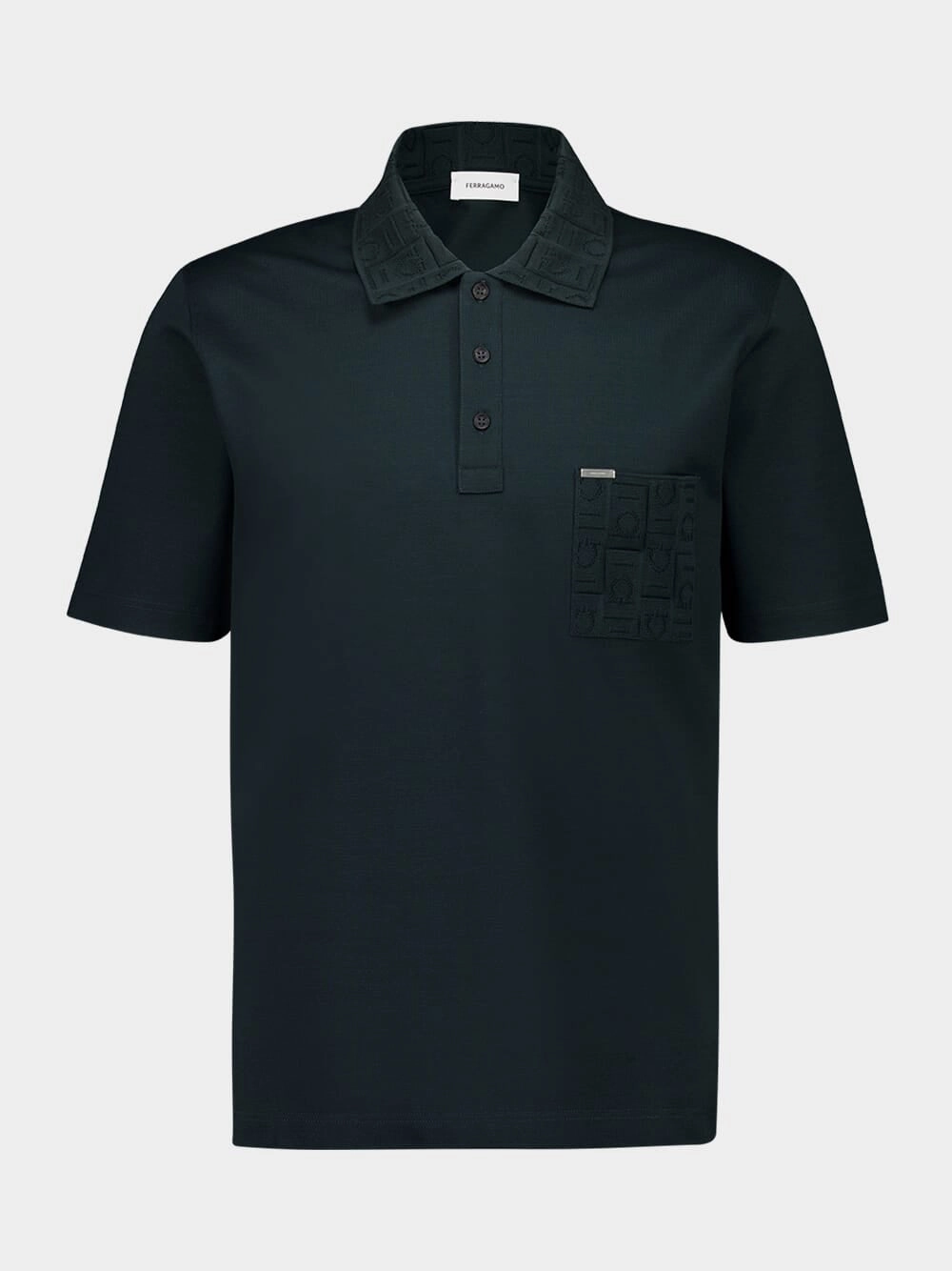 Moss Green Cotton Polo with Jacquard Pocket Tops Mens - men's t-shirts outlet