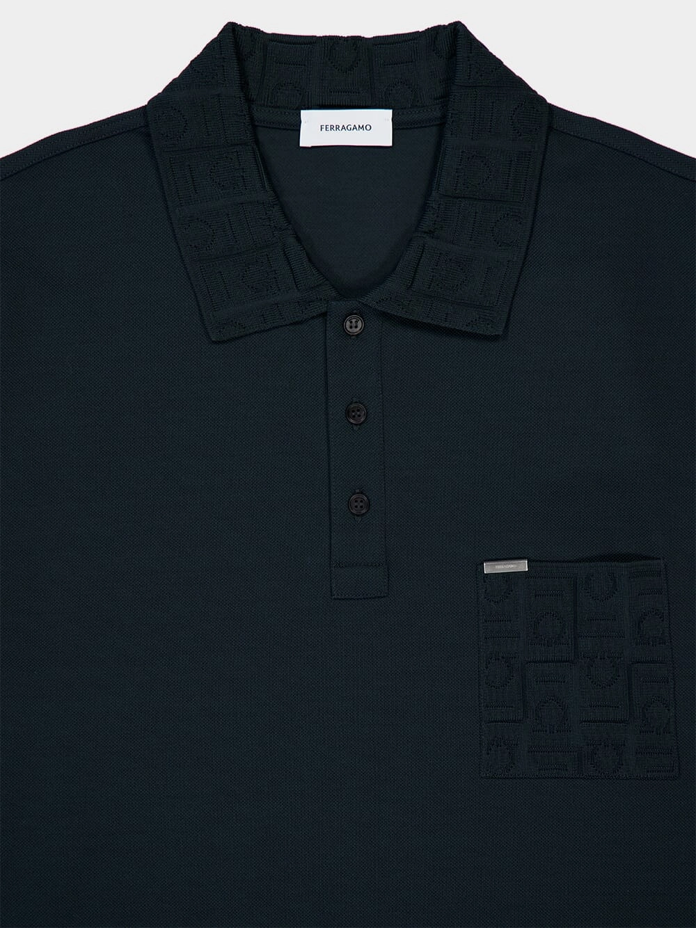Moss Green Cotton Polo with Jacquard Pocket