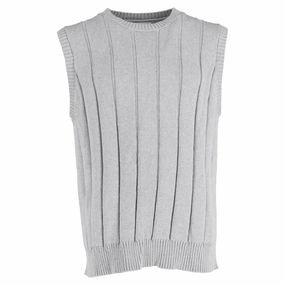 Mr. P. Ribbed Knit Vest in Grey Cotton chunky knit discount