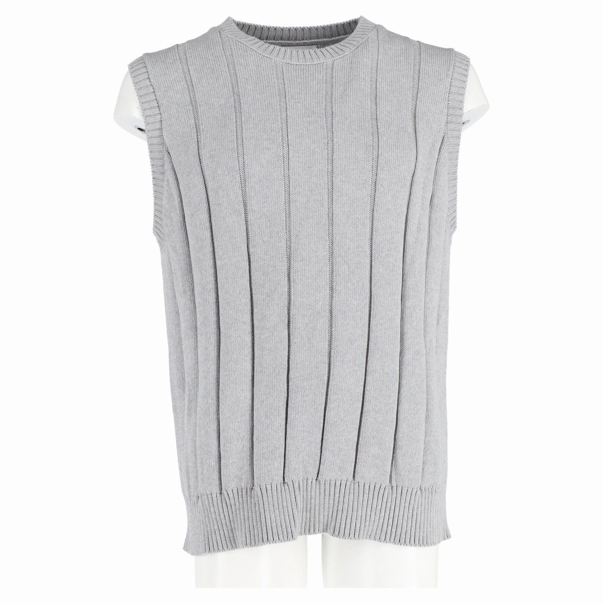 Mr. P. Ribbed Knit Vest in Grey Cotton