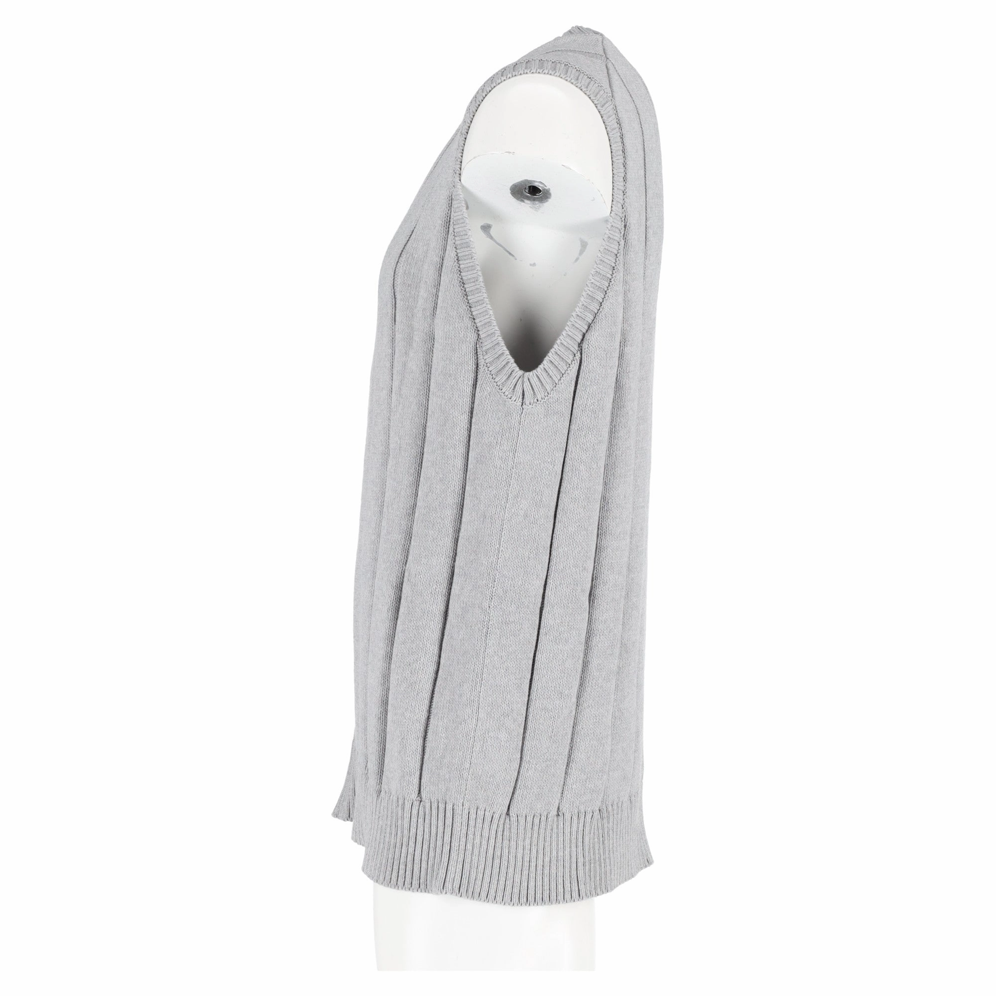 Mr. P. Ribbed Knit Vest in Grey Cotton