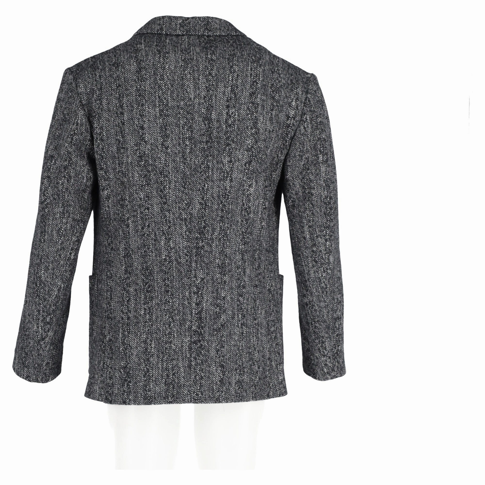 Mr. P. Unstructured Herringbone Mlange Single-Breasted Blazer in Grey Wool