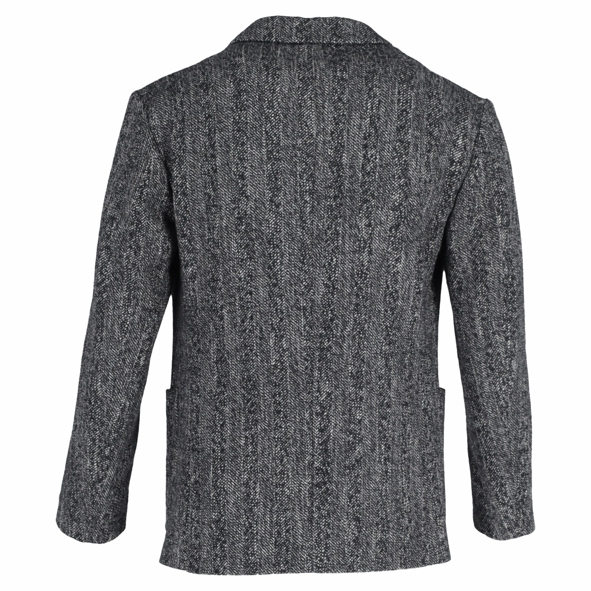 Mr. P. Unstructured Herringbone Mlange Single-Breasted Blazer in Grey Wool