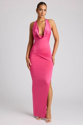 Multiwear Cowl Neck Wrap Over Evening Gown in Magenta Dresses - maxi dresses best price