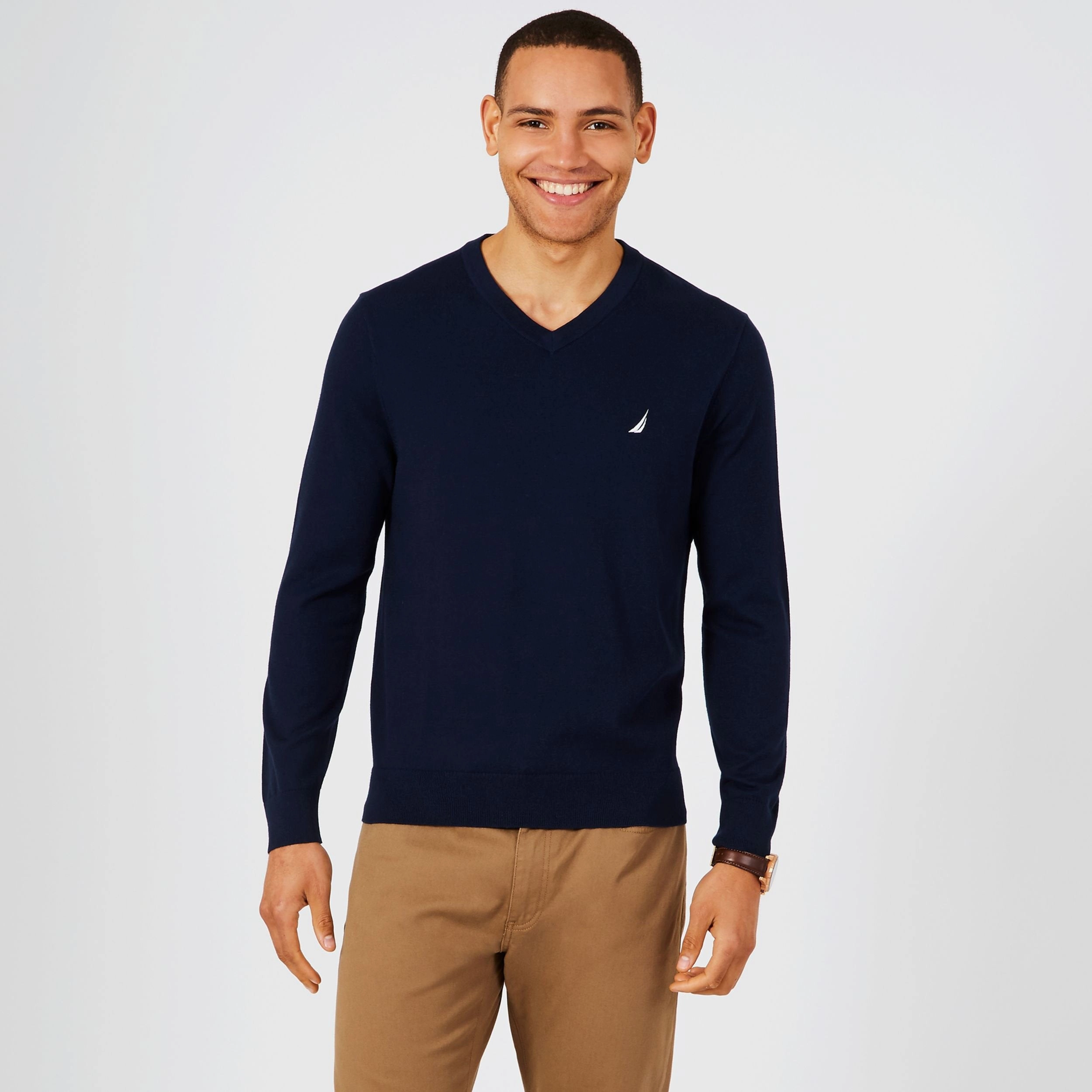 Nautica Mens Big & Tall Jersey V-Neck Sweater