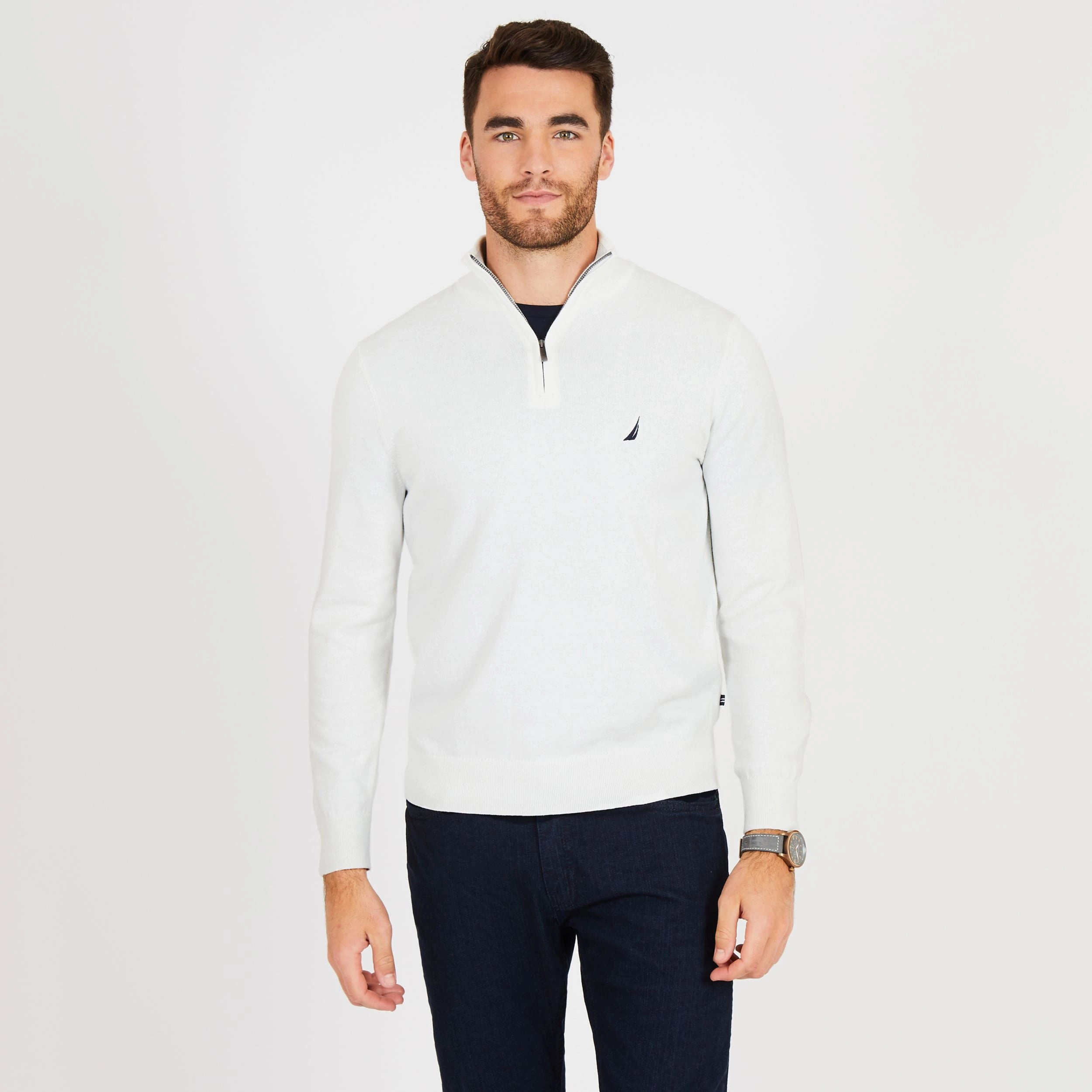 Nautica Mens Big & Tall Quarter-Zip Mock-Neck Sweater designer sweaters outlet