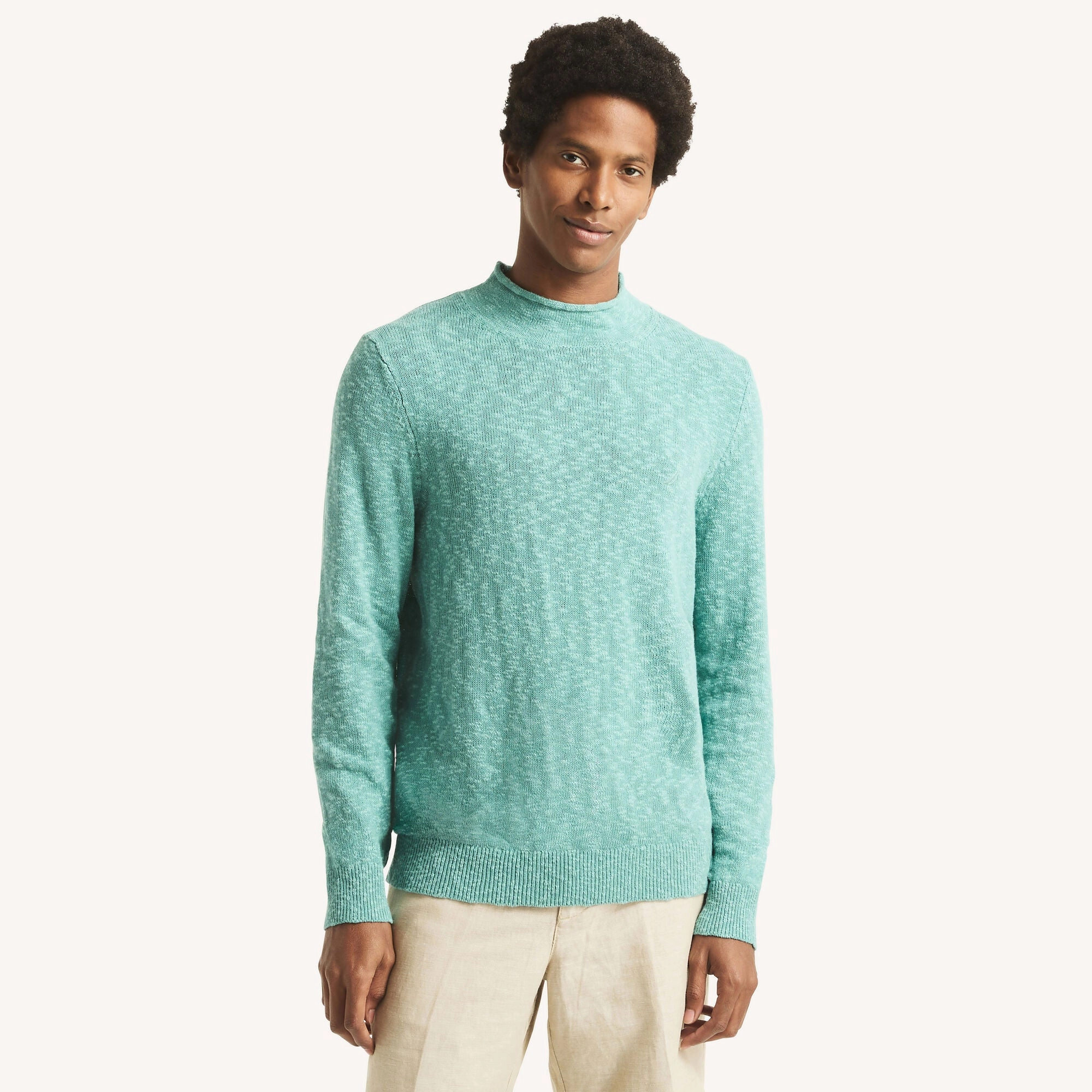 Nautica Mens Linen Crewneck Sweater chunky knit discount