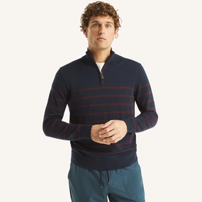 Nautica Mens Navtech Striped Quarter-Zip Sweater designer sweaters outlet