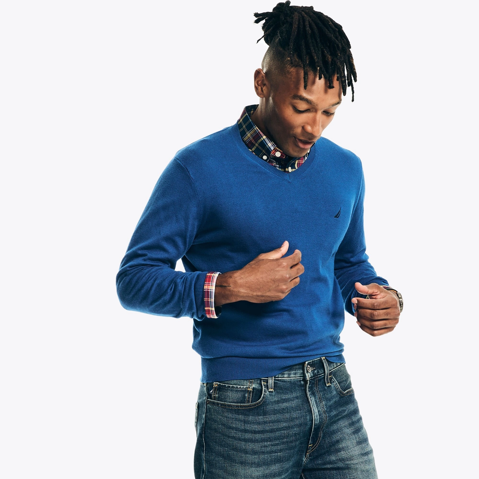 Nautica Mens Navtech V-Neck Deck Sweater