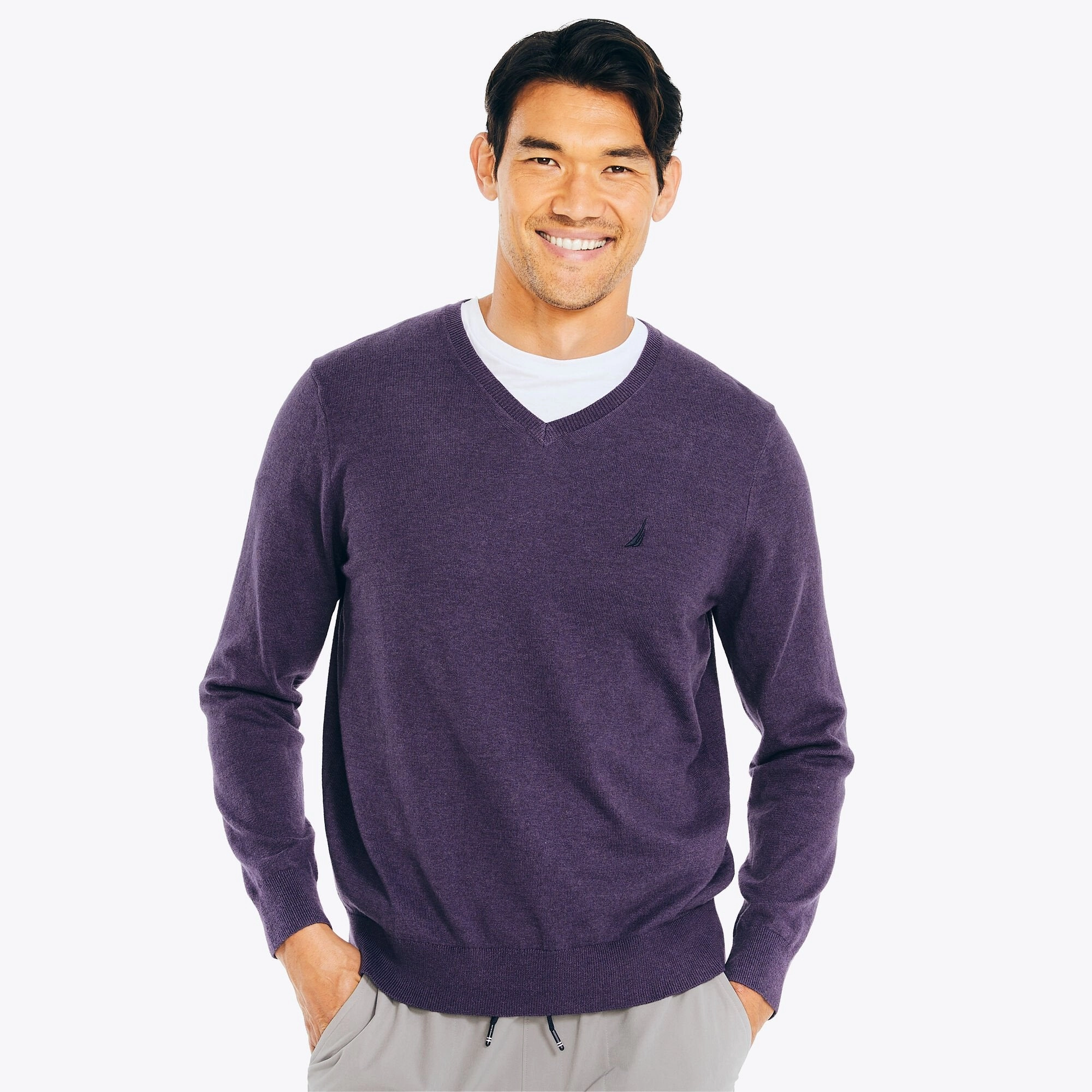 Nautica Mens Navtech V-Neck Deck Sweater