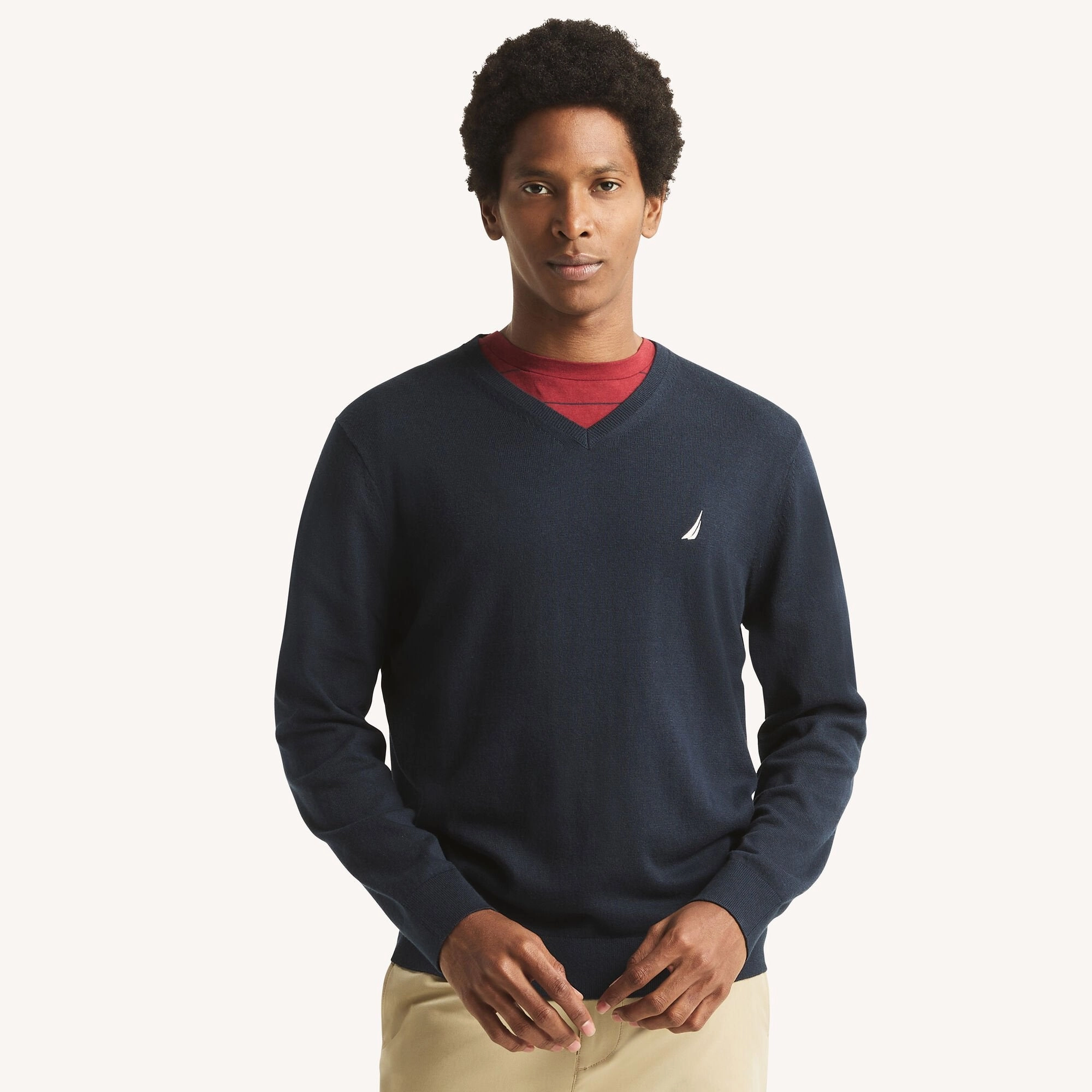Nautica Mens Navtech V-Neck Deck Sweater