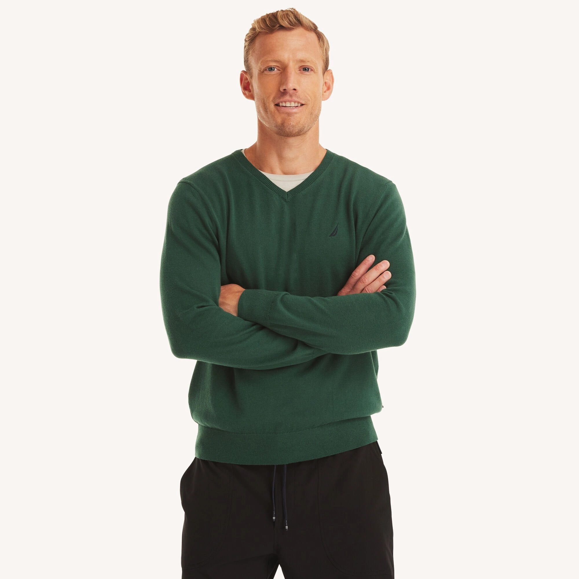 Nautica Mens Navtech V-Neck Deck Sweater