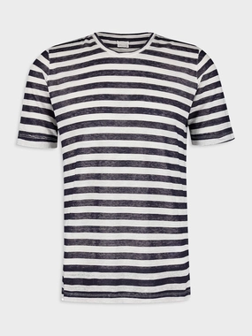 Nautical Stripe Linen T-Shirt Tops Mens - flannel shirts