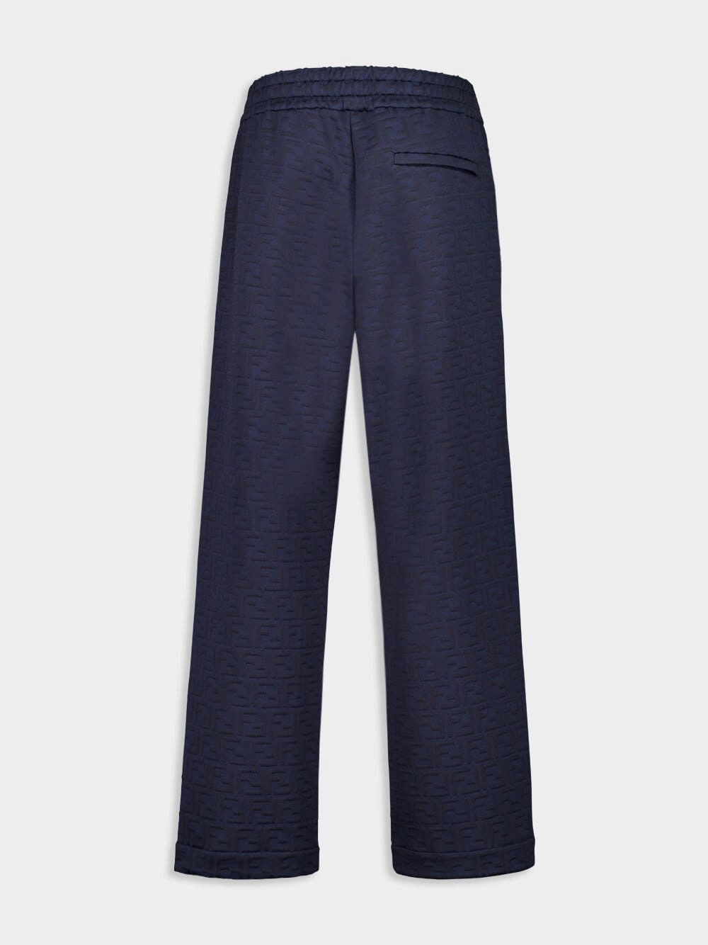 Navy Blue Casual Fit FF Allover Cotton Trousers