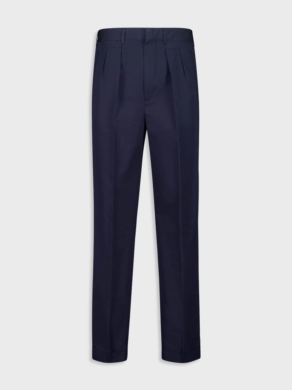 Navy Blue Double-Pleat Sport Trousers in Fluid Cotton and Silk Bottoms Mens - cheap mens shorts online