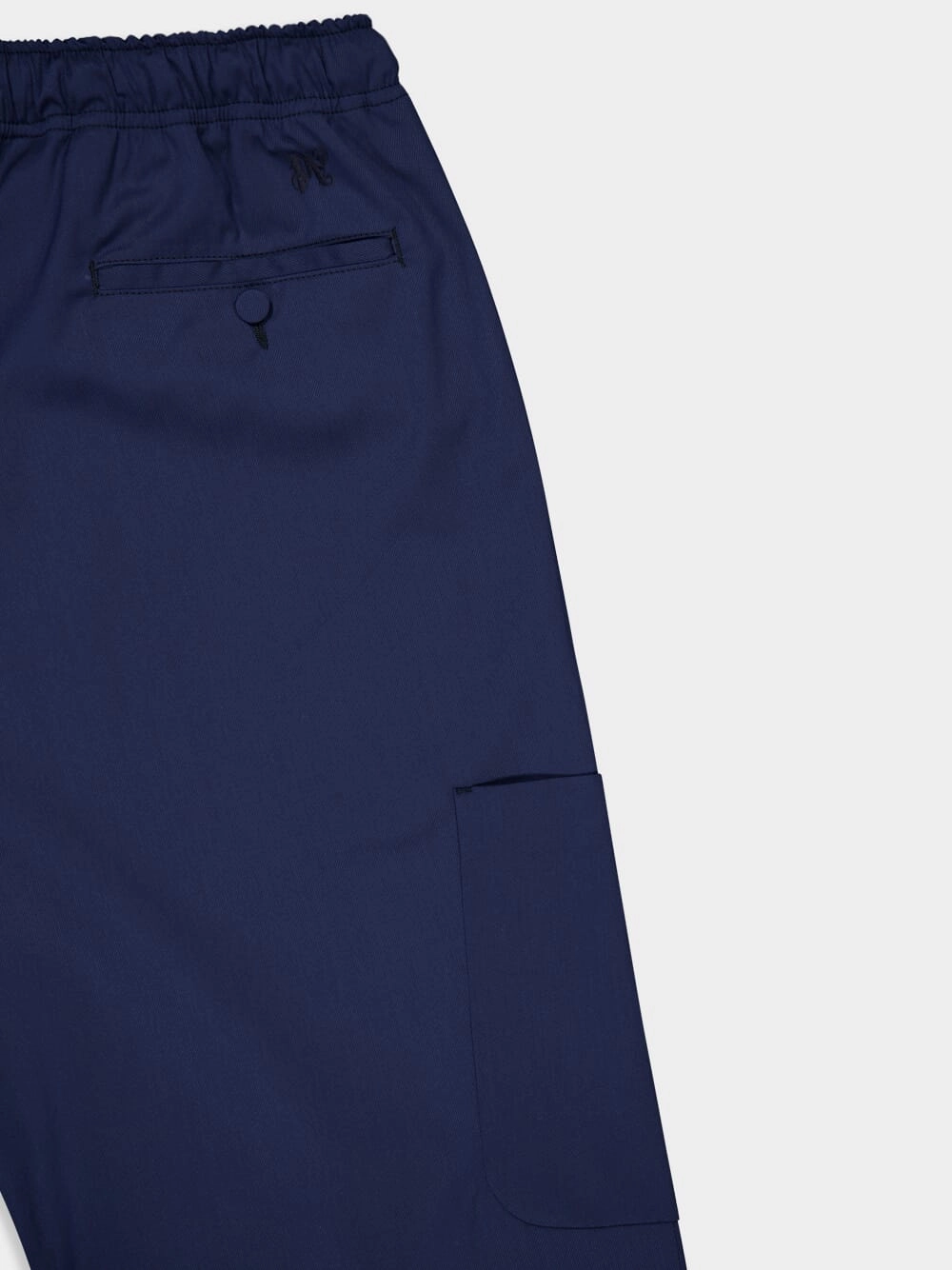 Navy Blue Monogram Loose-Fit Utility Pants