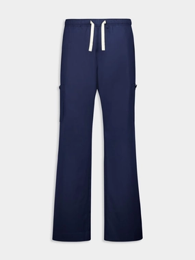 Navy Blue Monogram Loose-Fit Utility Pants Bottoms Mens - cheap mens shorts online