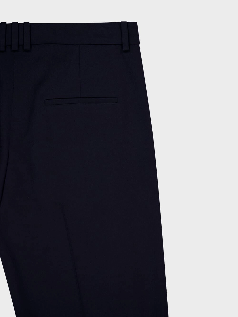 Navy Blue Pleated Grain de Poudre Trousers