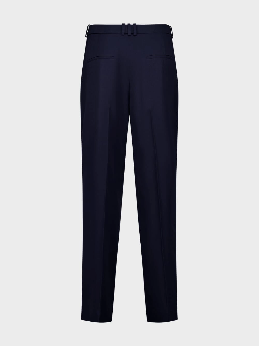 Navy Blue Pleated Grain de Poudre Trousers