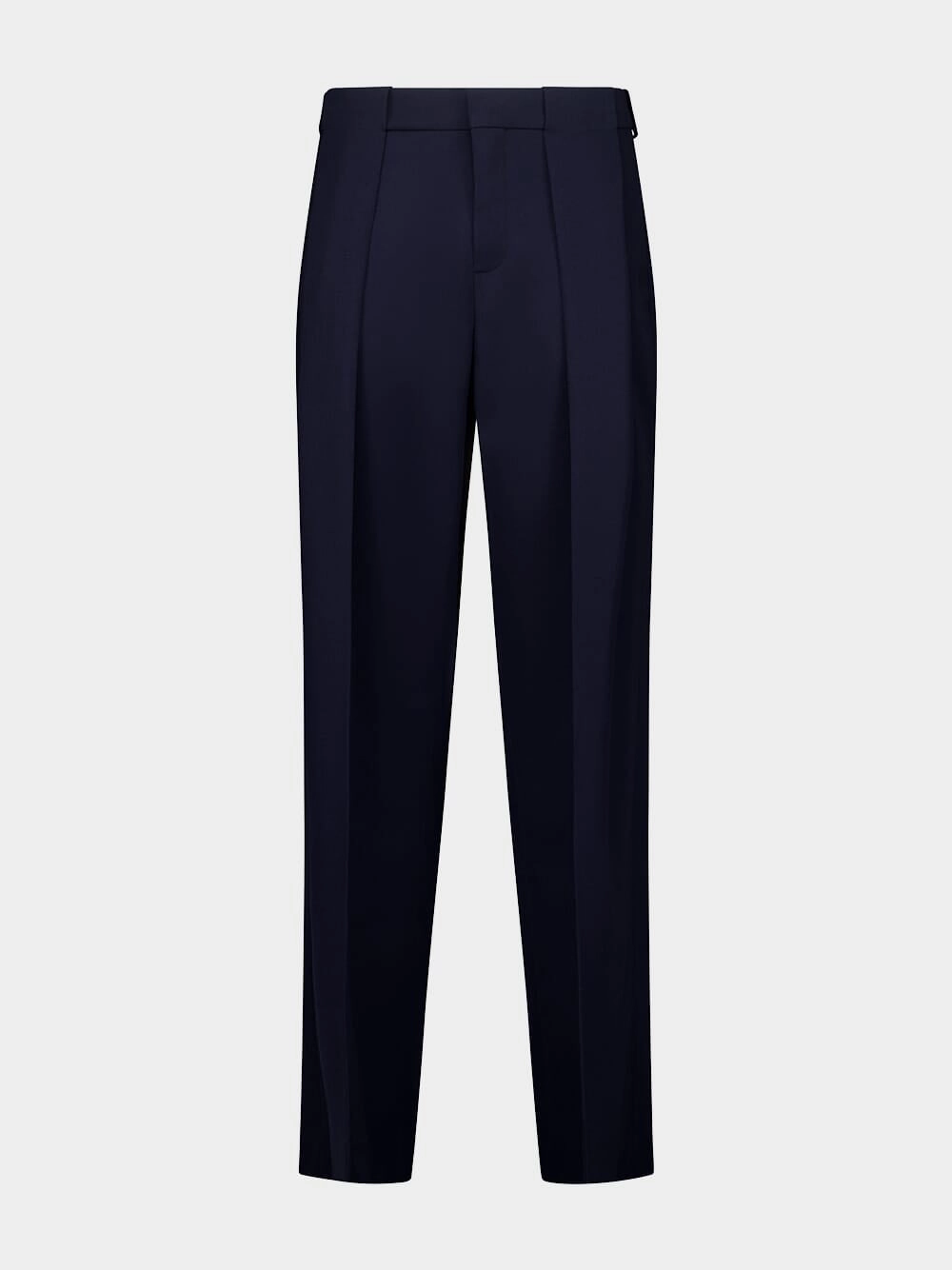 Navy Blue Pleated Grain de Poudre Trousers Bottoms Mens - cheap mens shorts online