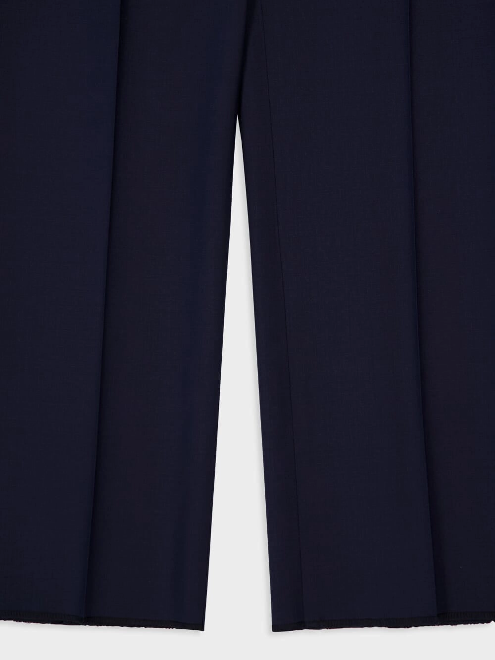 Navy Blue Regular Fit Pleated Wool Trousers