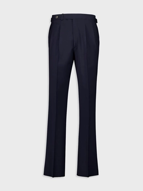 Navy Blue Regular Fit Pleated Wool Trousers Bottoms Mens - cheap mens shorts online