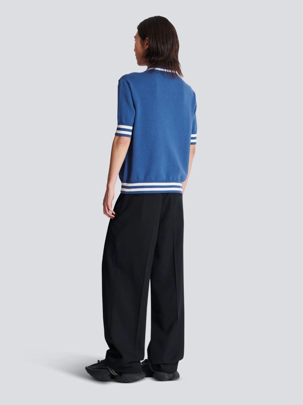 Navy Blue Signature Embroidery Cotton Polo Shirt