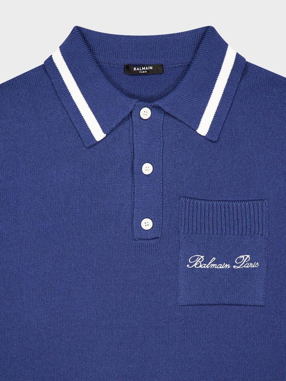 Navy Blue Signature Embroidery Cotton Polo Shirt