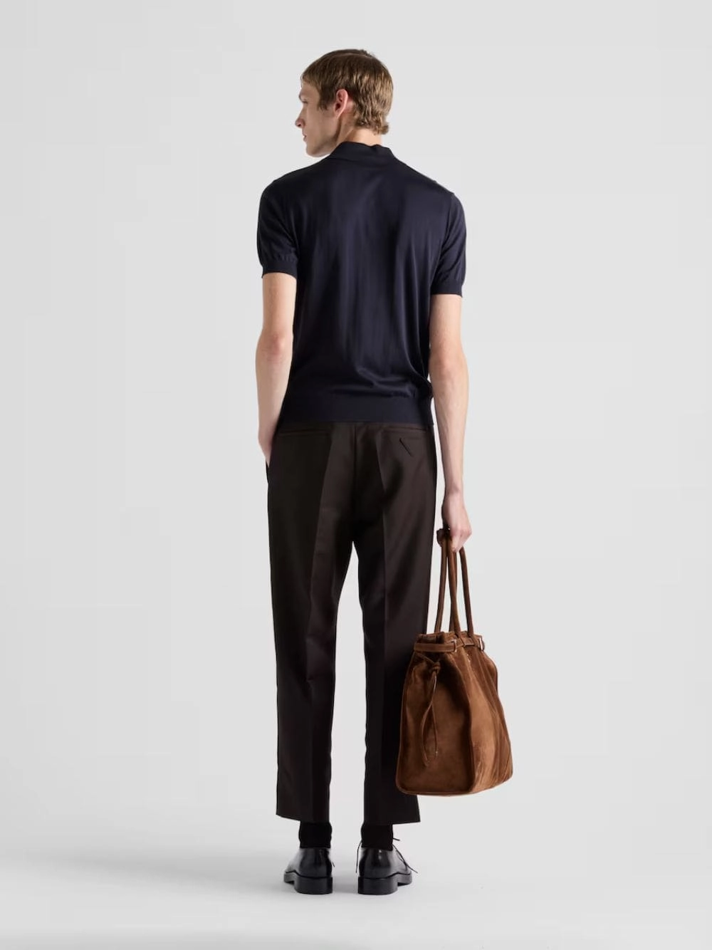 Navy Blue Silk Polo Shirt