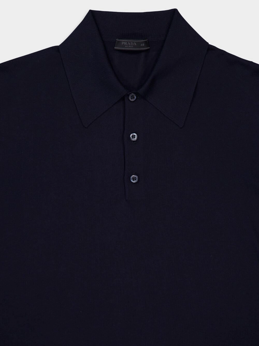 Navy Blue Silk Polo Shirt