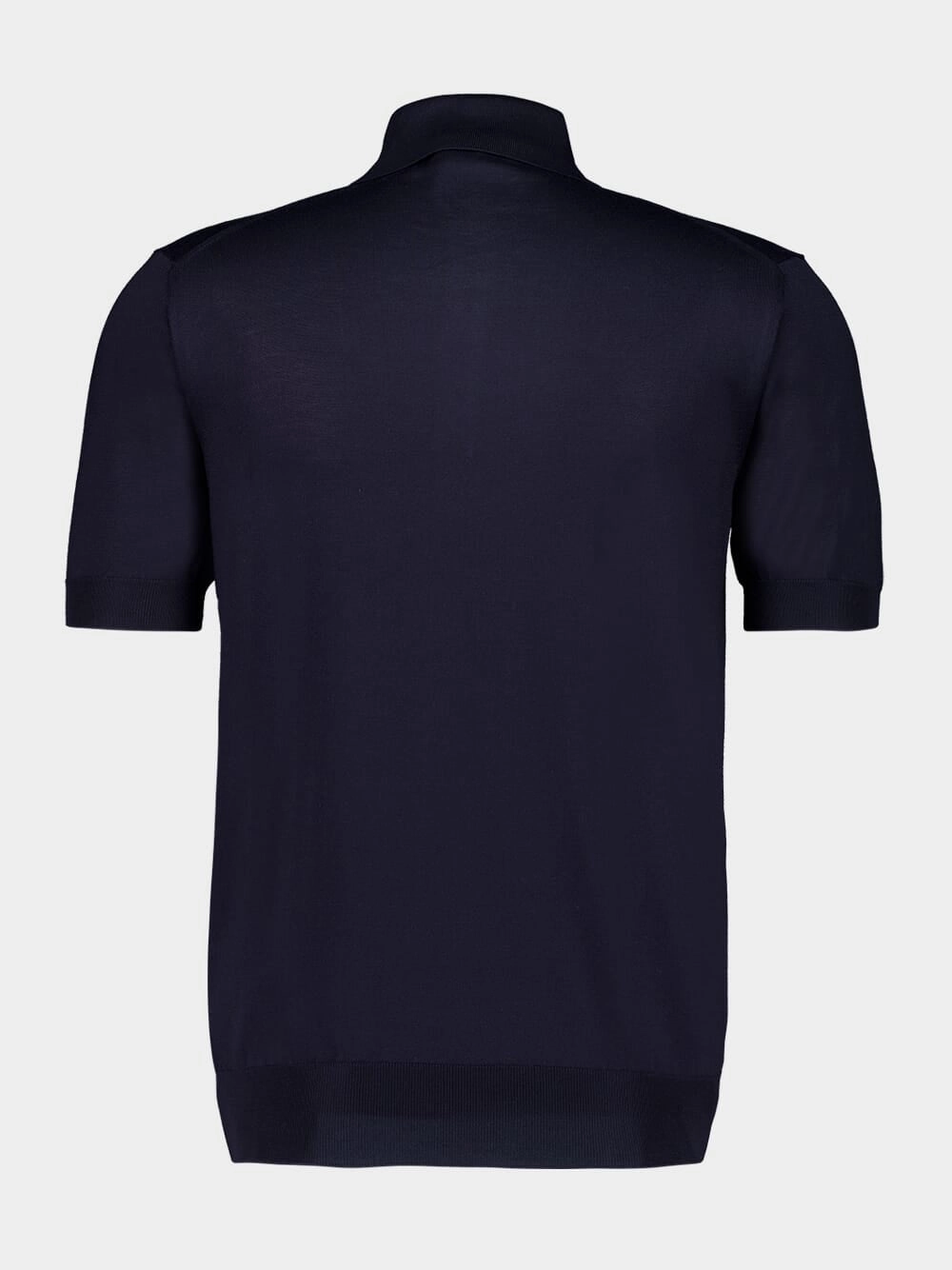 Navy Blue Silk Polo Shirt