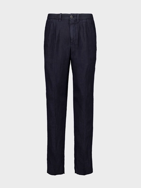 Navy Blue Straight-Fit Linen Trousers Bottoms Mens - cheap mens shorts online