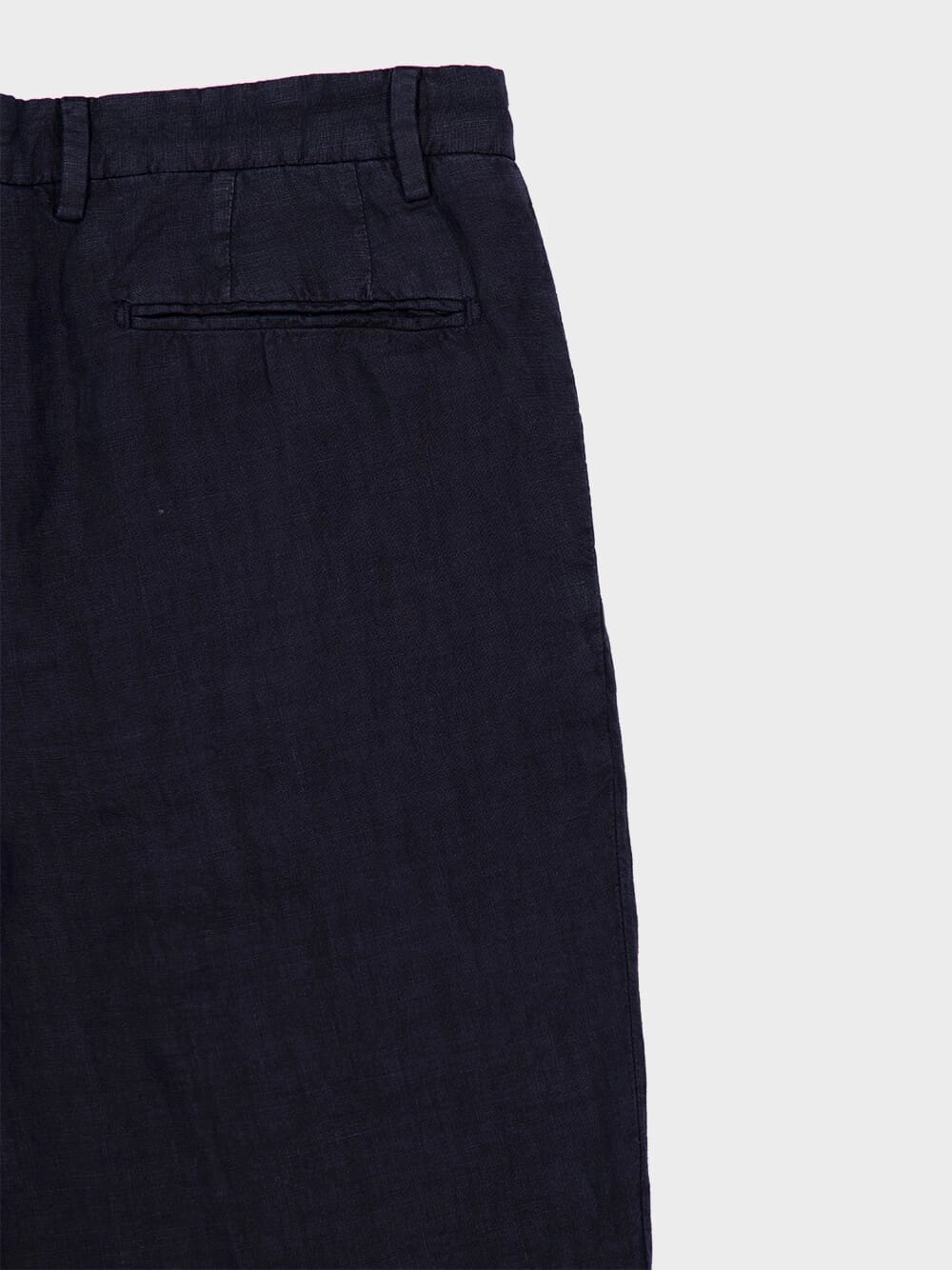 Navy Blue Straight-Fit Linen Trousers