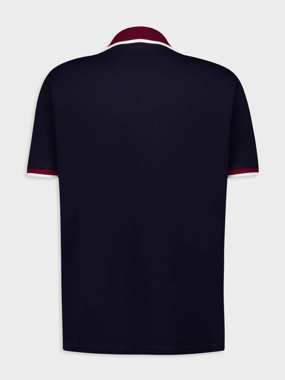 Navy Cotton Piqu Polo with Contrast Trim