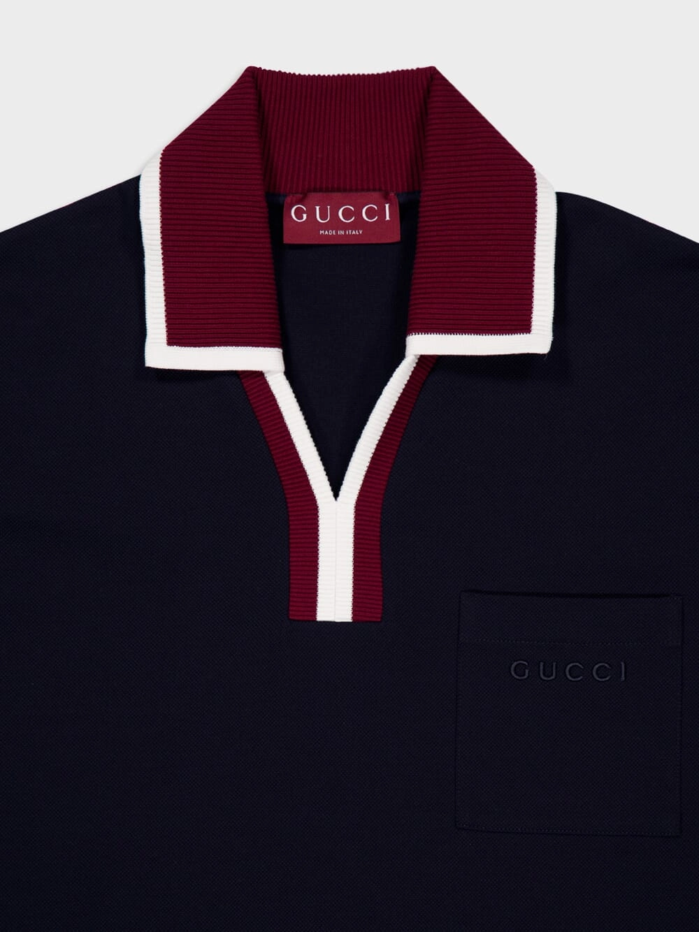 Navy Cotton Piqu Polo with Contrast Trim