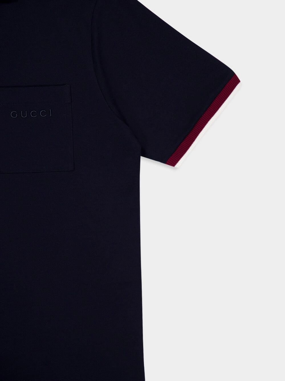 Navy Cotton Piqu Polo with Contrast Trim