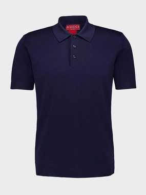 Navy Cotton Polo Shirt with Web Tops Mens - men's t-shirts outlet