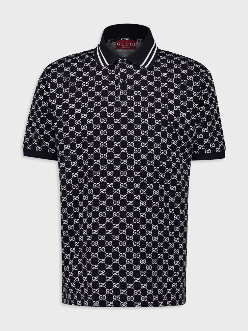 Navy GG Jacquard Polo Shirt Tops Mens - men's t-shirts outlet